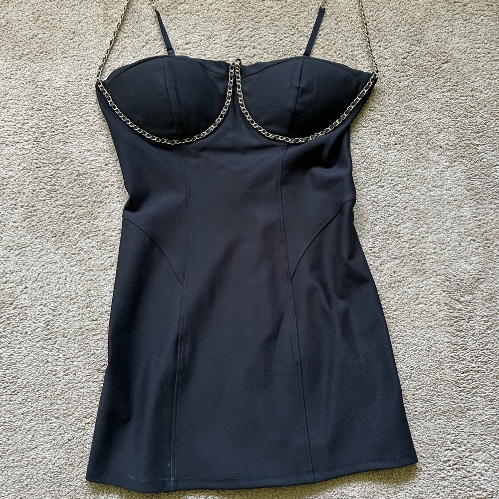 Fashion Nova Black Mini Dress with Chain Detail